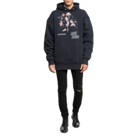 Balenciaga Speedhunters Boysband-printet hættetrøje med lange ærmer til mænd, marineblå 541873TCV371055 Balenciaga Speedhunters Boysband-printet hættetrøje med lange ærmer til mænd, marineblå 541873TCV371055