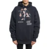 Balenciaga Speedhunters Boysband-printet hættetrøje med lange ærmer til mænd, marineblå 541873TCV371055