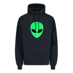 Balenciaga SS21 Alien-logo-tryk til mænd, tykt tryk, klassisk sort 641679TJV959113