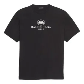 Balenciaga SS21 B-alfabet-logo mønster kortærmet sort til mænd 570803TFV761000