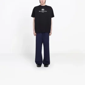 Balenciaga SS21 B-alfabet-logo mønster kortærmet sort til mænd 570803TFV761000