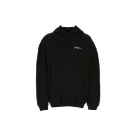 Balenciaga SS21 bomulds-langærmet T-shirt med stor hætte til mænd, sort 620973TKV871070