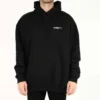 Balenciaga SS21 bomulds-langærmet T-shirt med stor hætte til mænd, sort 620973TKV871070