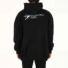 Balenciaga SS21 bomulds-langærmet T-shirt med stor hætte til mænd, sort 620973TKV871070