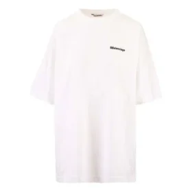 Balenciaga SS21 bomulds-T-shirt med logo, rund hals og korte ærmer til mænd, hvid 641655TJV879040