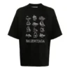 Balenciaga SS21 casual-trøje med print til mænd, stor størrelse, korte ærmer, sort 641614TJV801070