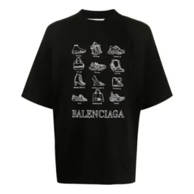 Balenciaga SS21 casual-trøje med print til mænd, stor størrelse, korte ærmer, sort 641614TJV801070