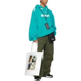 Balenciaga SS21 Classic Alphabet Printing Hole Sky Blue til mænd 659403TKVB64661