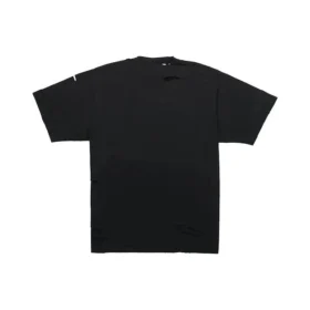 Balenciaga SS21 herre-T-shirt med alfabetmønster, hulmønster, rund hals og korte ærmer – sort 651795TKVB81070