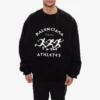 Balenciaga SS21 herre-T-shirt med huller, stor rund hals og lange ærmer, sort 641654TJVI71070
