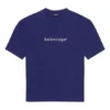 Balenciaga SS21 herre-T-shirt med logo-tryk i alfabetmønster, korte ærmer, blå, 612966TIV545400