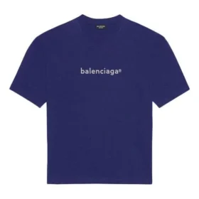 Balenciaga SS21 herre-T-shirt med logo-tryk i alfabetmønster, korte ærmer, blå, 612966TIV545400