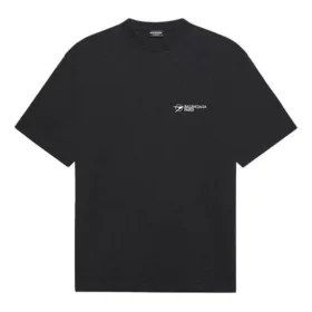 Balenciaga SS21 kortærmet T-shirt med broderet logo til mænd, sort, 641675TKV861070