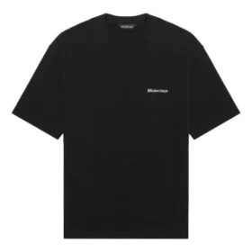Balenciaga SS21 kortærmet T-shirt til mænd i ensfarvet sort med logo-tryk 612966TJV871070
