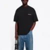 Balenciaga SS21 kortærmet T-shirt til mænd i ensfarvet sort med logo-tryk 612966TJV871070