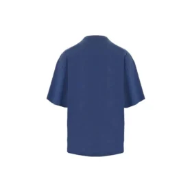 Balenciaga SS21 løbetrøje til mænd med mønsterprint og logo, løs pasform, korte ærmer, blå 641614TJVK64866