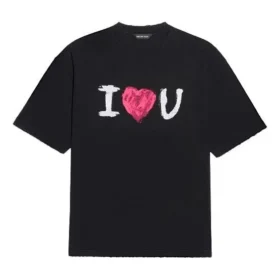 Balenciaga SS21 Love kortærmet T-shirt til mænd, sort 612966TJVL51070