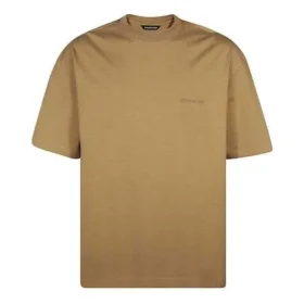Balenciaga SS21 løstsiddende T-shirt med rund hals, broderet alfabetlogo og korte ærmer til mænd, khaki 612966TJV879504