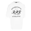 Balenciaga SS21 maraton-løbetrøje til mænd med mønsterprint og logo, korte ærmer, hvid 641614TJVK69040