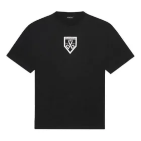 Balenciaga SS21 mønsterprintet T-shirt med rund hals og korte ærmer til mænd, sort, 651795TKV771070