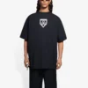 Balenciaga SS21 mønsterprintet T-shirt med rund hals og korte ærmer til mænd, sort, 651795TKV771070
