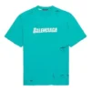 Balenciaga SS21 til mænd med alfabetmønster, huller, rund hals og korte ærmer – grøn 651795TKVB84661