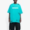 Balenciaga SS21 til mænd med alfabetmønster, huller, rund hals og korte ærmer – grøn 651795TKVB84661
