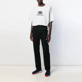 Balenciaga-T-shirt til mænd med logo-tryk, rund hals og korte ærmer, hvid 583214TFV652569 Balenciaga-T-shirt til mænd med logo-tryk, rund hals og korte ærmer, hvid 583214TFV652569