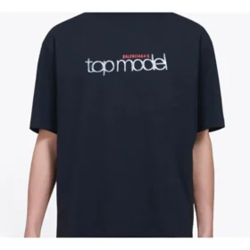 Balenciaga-top til mænd, model Retro Knit, slim fit, korte ærmer, sort 612966TIV821000 Balenciaga-top til mænd, model Retro Knit, slim fit, korte ærmer, sort 612966TIV821000