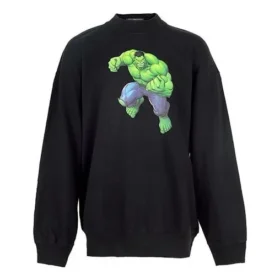 Balenciaga x Marvel Hulk-Print Boxy bomuldssweatshirt med rund hals “Sort” 671125TLV581000