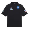 Balenciaga x NASA Crossover FW21 rumtema-Poloshirts i bomuld til mænd, ensfarvet, sort 662493TKVG11070