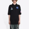 Balenciaga x NASA Crossover FW21 rumtema-Poloshirts i bomuld til mænd, ensfarvet, sort 662493TKVG11070