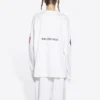 Balenciaga x NASA Crossover Space-print til mænd, langærmet med rund hals, hvid 662496TKVD79040