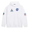 Balenciaga x NASA FW21 Crossover Logo bomulds-hoodie til mænd, klassisk, løs pasform, lange ærmer, hvid 651799TKVD89040