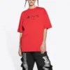 Balenciaga x PlayStation Crossover FW21 PS5 alfabetisk geometrisk mønster, kortærmet unisex-trøje, rød 651795TKVF36552