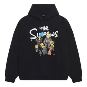 Balenciaga x THE SIMPSONS bomuldshettetrøje i bred pasform “Black” 674986TLVG81000