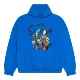 Balenciaga x THE SIMPSONS bomuldshettetrøje i bred pasform “Blue” 674986TLVG84210