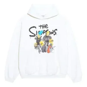 Balenciaga x THE SIMPSONS bomuldshettetrøje i vid pasform “White” 675003TLVG89016