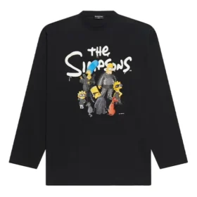 Balenciaga x THE SIMPSONS langærmet T-shirt i Large-pasform “Black” 681046TLVG70100
