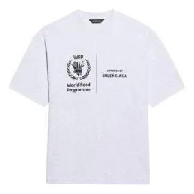 Balenciaga x WFP 1. generation crossover-printet logo-pullover med rund hals og korte ærmer til mænd, grå 612966THV841167 Balenciaga x WFP 1. generation crossover-printet logo-pullover med rund hals og korte ærmer til mænd, grå 612966THV841167