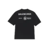 Balenciaga x WFP 1. generation crossover-printet logo-trøje med rund hals og korte ærmer til mænd, sort, 612966THV841000