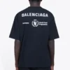 Balenciaga x WFP 1. generation crossover-printet logo-trøje med rund hals og korte ærmer til mænd, sort, 612966THV841000