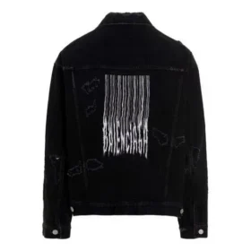 Barcode Destroyed Denim jakke “Sort” 664329TBP471055