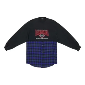 BB Authentic T-shirt med patch og lange ærmer “Black Blue” 698227TMM085212 BB Authentic T-shirt med patch og lange ærmer “Black Blue” 698227TMM085212