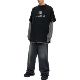 BB Be Different T-shirt med patch, langærmet T-shirt “Black Grey” 720407TNVV31070 BB Be Different T-shirt med patch, langærmet T-shirt “Black Grey” 720407TNVV31070