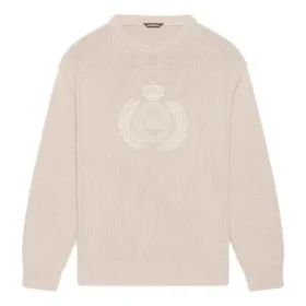BB Laurel Crown Logo striktrøje med rund hals “Beige” 664369T32119028 BB Laurel Crown Logo striktrøje med rund hals “Beige” 664369T32119028