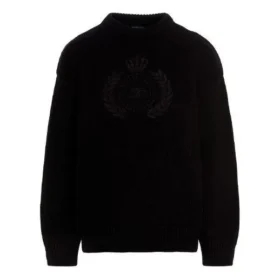 BB Laurel Crown Logo striktrøje med rund hals “Black” 664369T32111000 BB Laurel Crown Logo striktrøje med rund hals “Black” 664369T32111000