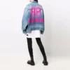 BB-sprøjtemalet Denim-jakke i Large-pasform “Electric Blue Fuchsia” 678354TCW030406