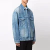 BB-sprøjtemalet Denim-jakke i Large-pasform “Electric Blue Fuchsia” 678354TCW030406