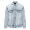 BB-sprøjtemalet Denim-jakke i Large-pasform “Light Blue Yellow” 678354TDW143341